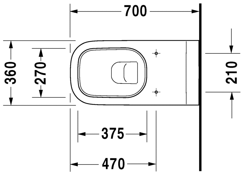 Duravit D-Code - wc školjka viseća, invalidska 700mm-1