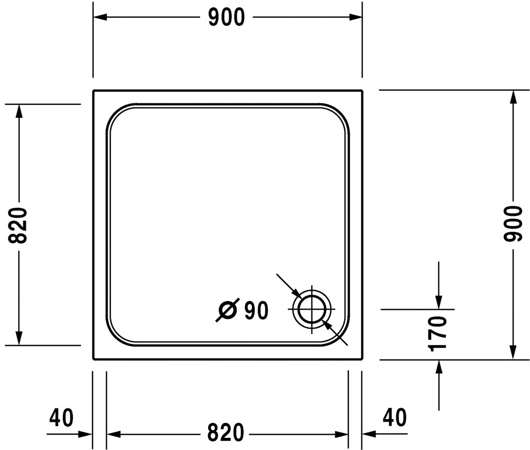 Duravit D-Code - tuš kada 90x90 (acrylic)-1