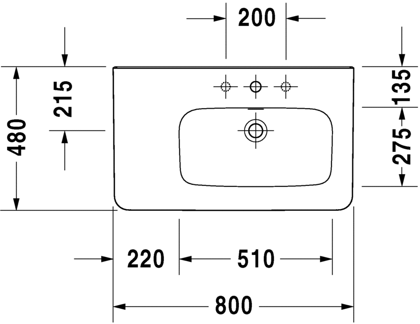 Duravit DuraStyle - umivaonik 800x480, asimetrični, desni-1