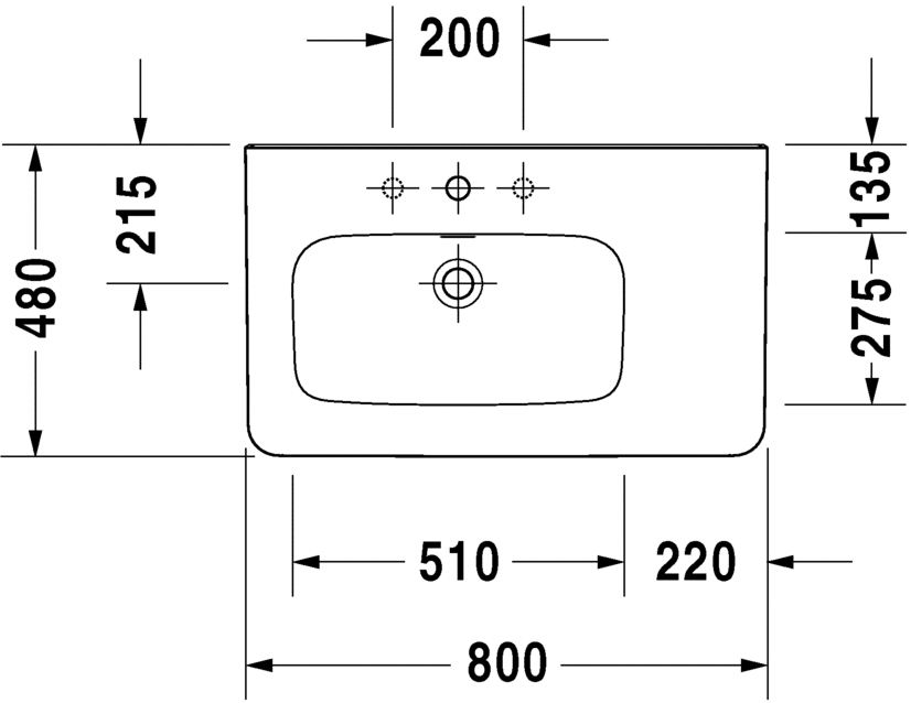 Duravit DuraStyle - umivaonik 800x480, asimetričan, lijevi-1