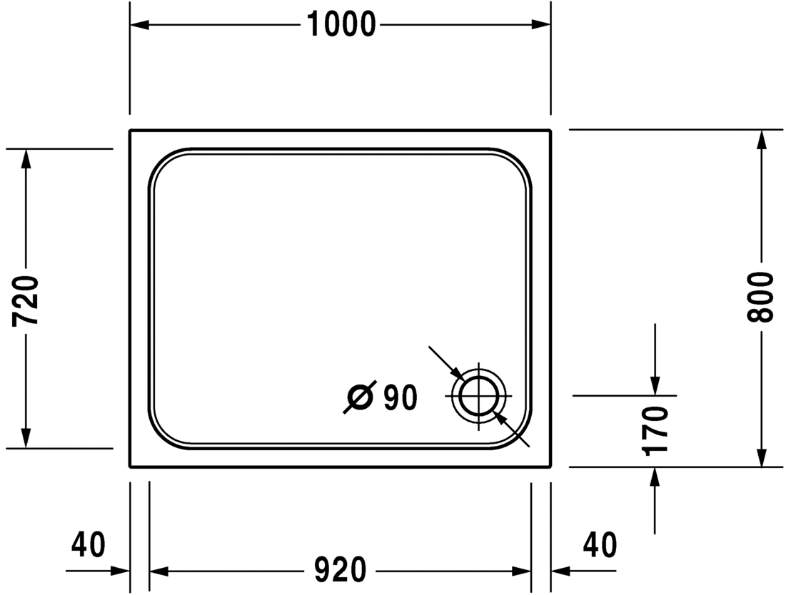Duravit D-Code - tuš kada 100x80 (acrylic)-1