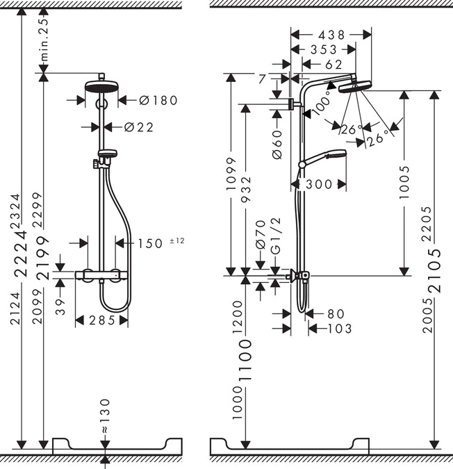 Hansgrohe Crometta 160 - tuš sistem (termostatska mješ.) (bi/cr)-4