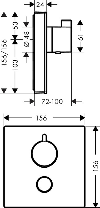 Hansgrohe Select - termostatska mješ, pod. inst., dodatni izljev (veliki protok)-4
