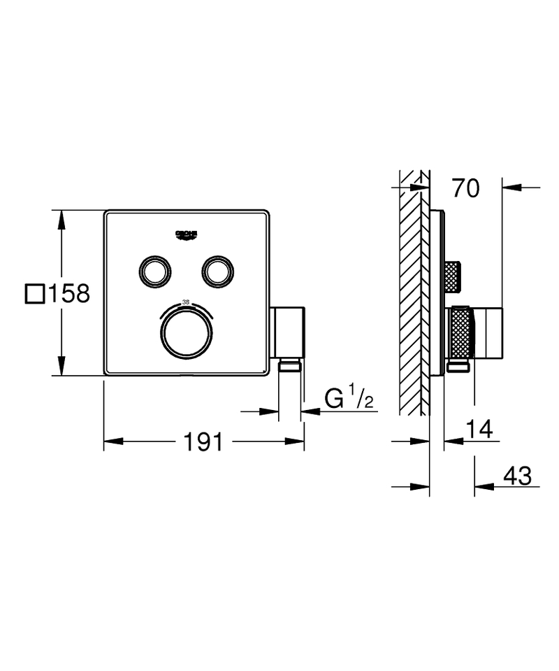 Grohtherm Smart Control - maska termostatske ugradne miješalice za 2 izljeva s-1