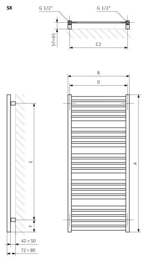 TH Marlin design kupaonski radijator 1680x630 crni mat RAL9005-1