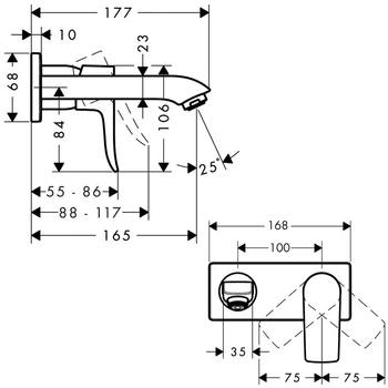 Hansgrohe Metris - mješalica za umivaonik, zidna, podžbukna, izljev 165mm-1