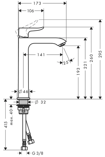 Hansgrohe Metris - mješalica za umivaonik, visina izljeva 200, bez podizaća-1