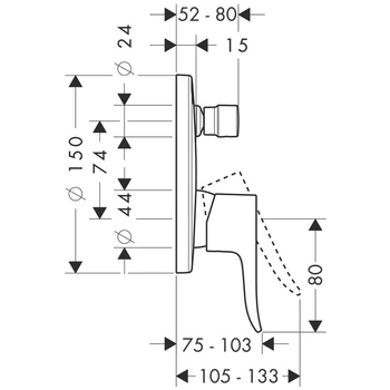 Hansgrohe Metris - pokrovna kapa ugradne mješalica za kadu EN1717-1
