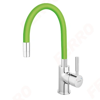 Ferro Zumba - miješalica za sudoper, elastično crijevo, krom/zelena-0