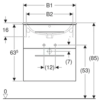 Geberit CER Selnova Square - set baza sa umivaonikom dvije ladice 58.8x50.2cm BI-3